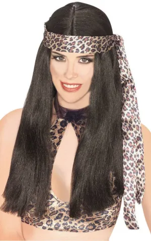 Prehistoric Cave Woman Long Black Costume Wig