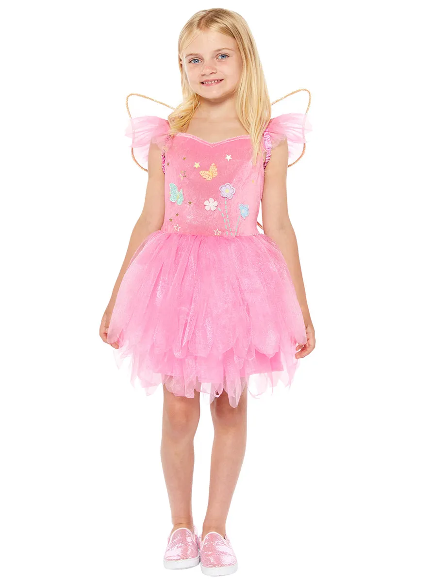 Pretty Pink Butterfly Fairy Girls Tutu Costume Dress