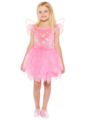 Pretty Pink Butterfly Fairy Girls Tutu Costume Dress