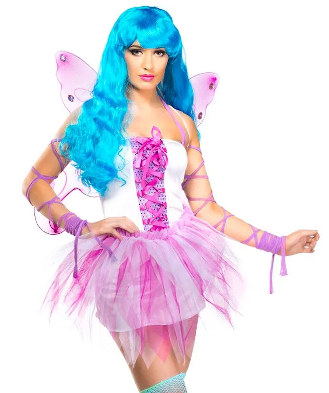 Pretty Pink Fairy Womens Sexy Fancy Dress Costume