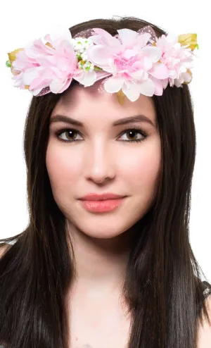 Pretty Pink Flower Crown Costume Headband