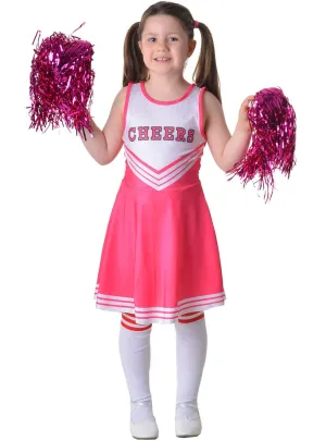 Pretty Pink Girls Cheerleader Fancy Dress Costume