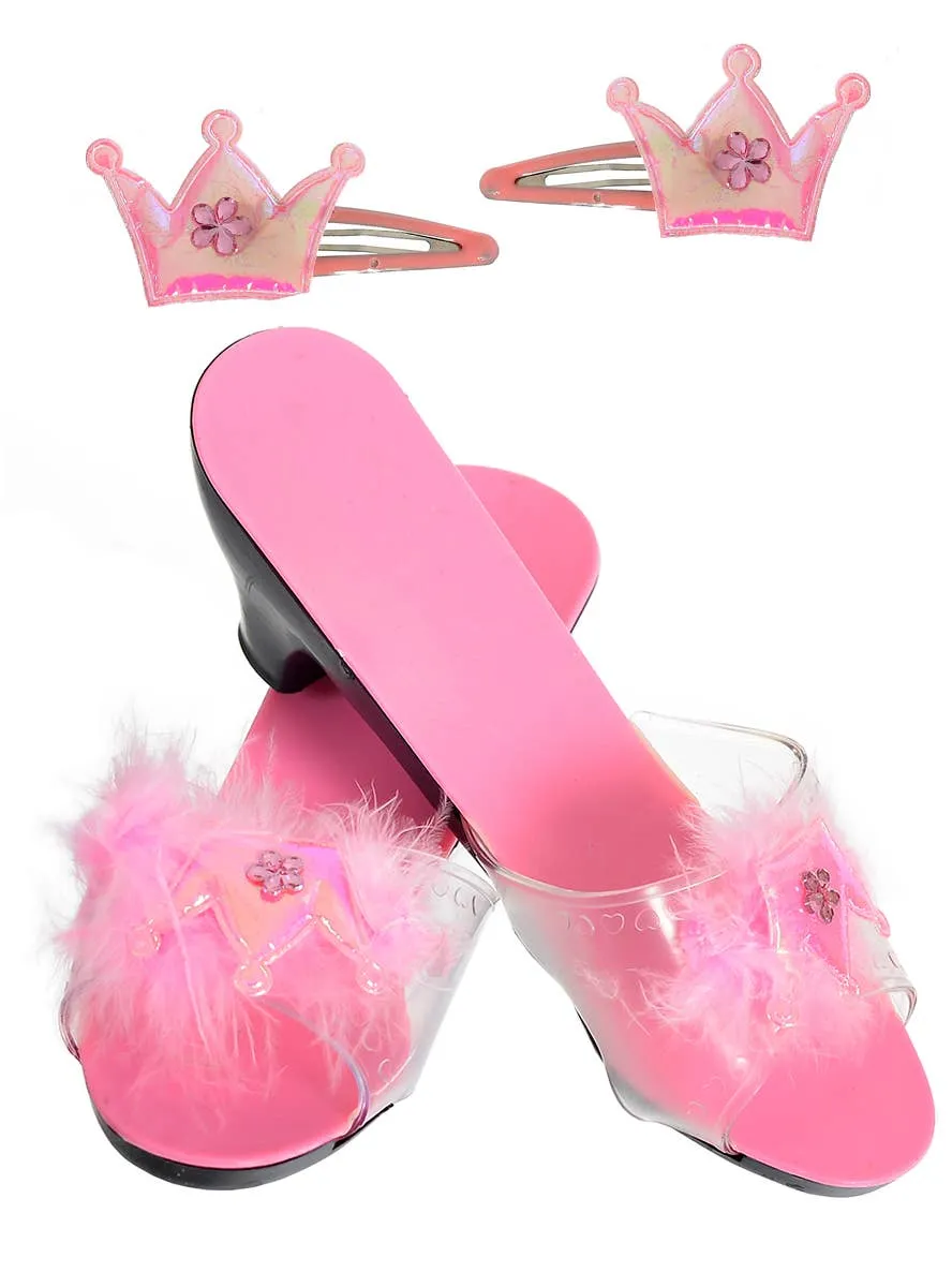 Pretty Pink Princess Girls Costume Shoes and Hair Clips Set