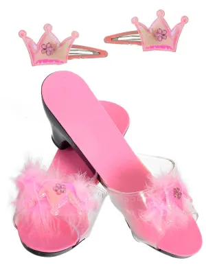 Pretty Pink Princess Girls Costume Shoes and Hair Clips Set