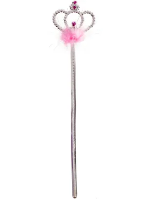 Pretty Princess Silver Costume Wand with Pink Feather
