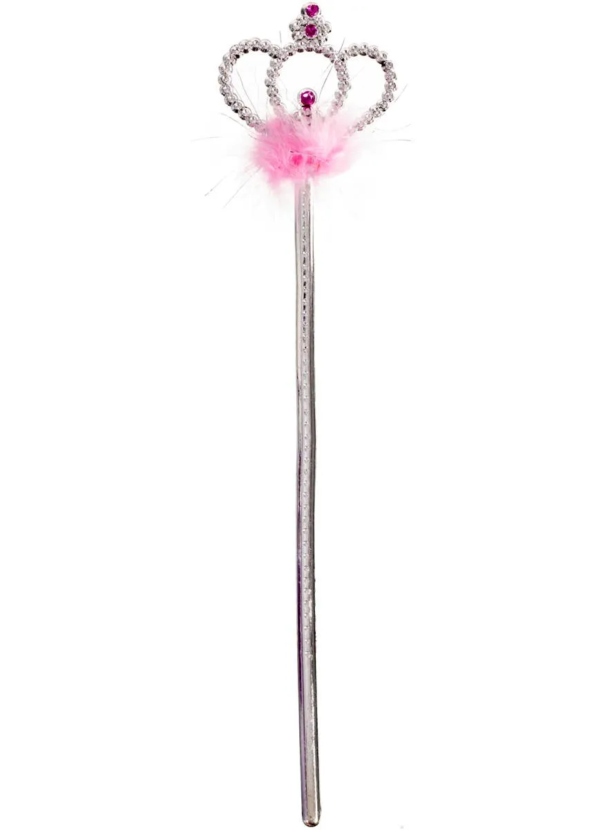 Pretty Princess Silver Costume Wand with Pink Feather