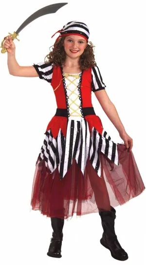 Pretty Striped Pirate Girls Dress Up Costume