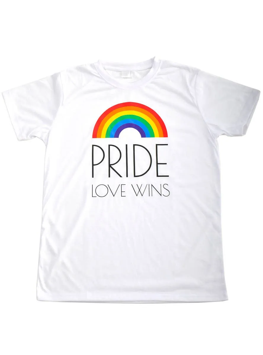 Pride Love Wins White Unisex Adults Crew Neck Shirt