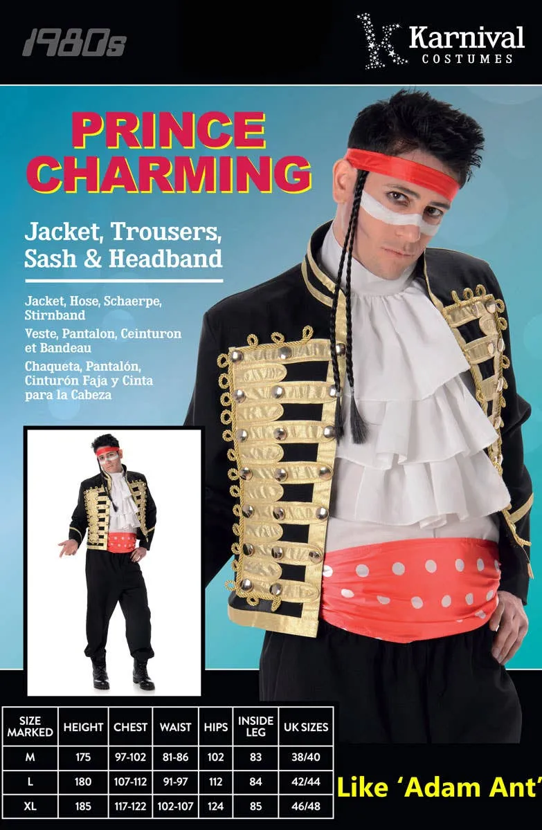 Prince Charming Mens Adam Ant Pop Star Costume