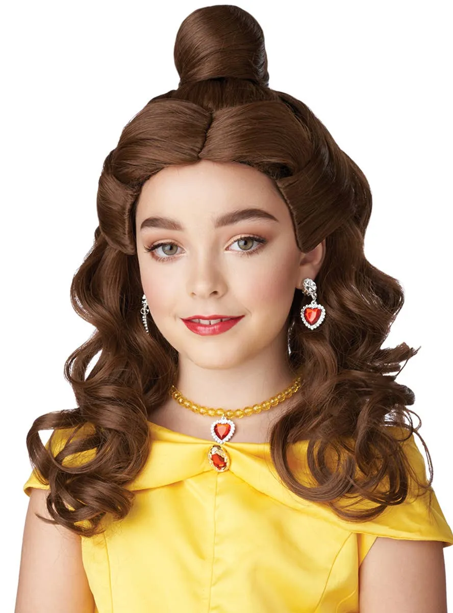 Princess Belle Girls Long Wavy Brown Costume Wig