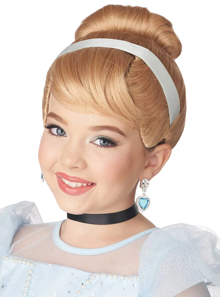 Princess Cinderella Blonde Updo Girls Character Costume Wig