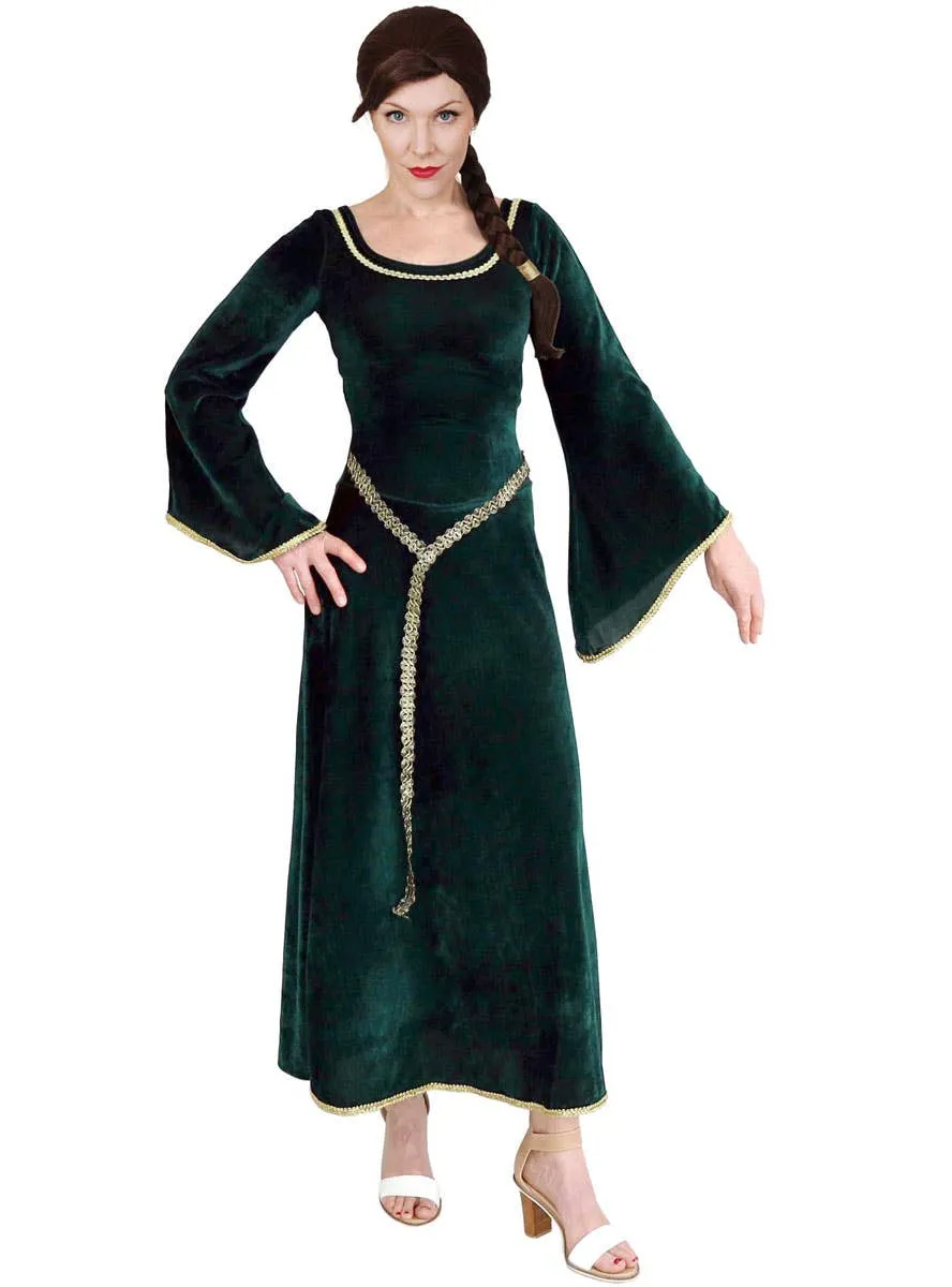 Princess Fiona Womens Green Medieval Costume