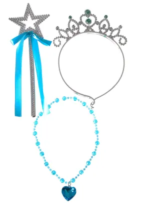 Princess Girls Blue Wand, Necklace And Tiara Set