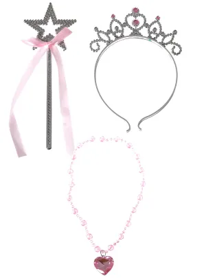 Princess Girls Pink Wand, Necklace And Tiara Set