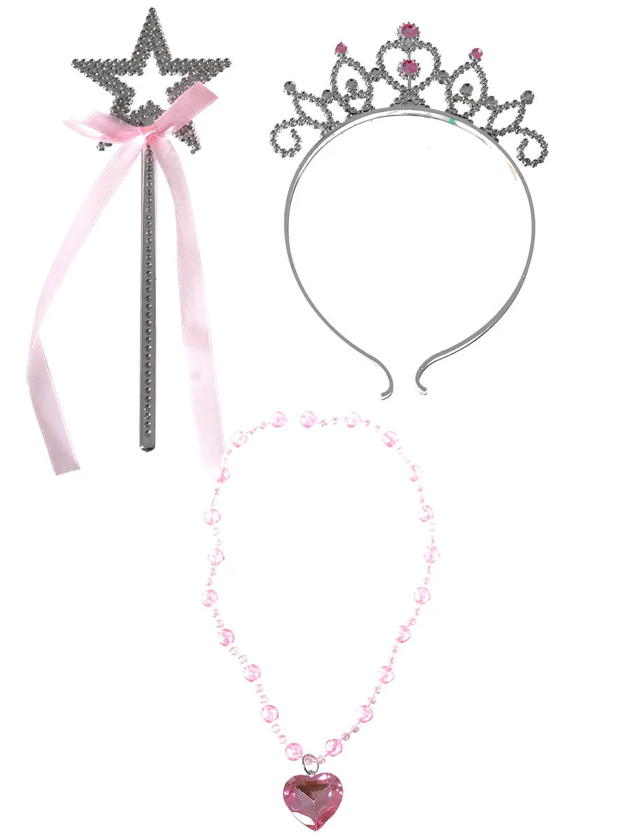 Princess Girls Pink Wand, Necklace And Tiara Set
