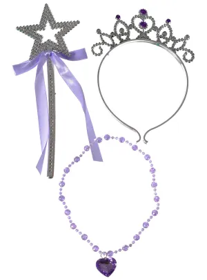 Princess Girls Purple Wand, Necklace And Tiara Set