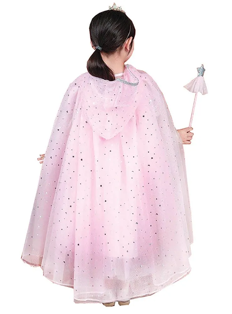 Princess Girls Sparkly Pink Costume Cape