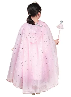 Princess Girls Sparkly Pink Costume Cape