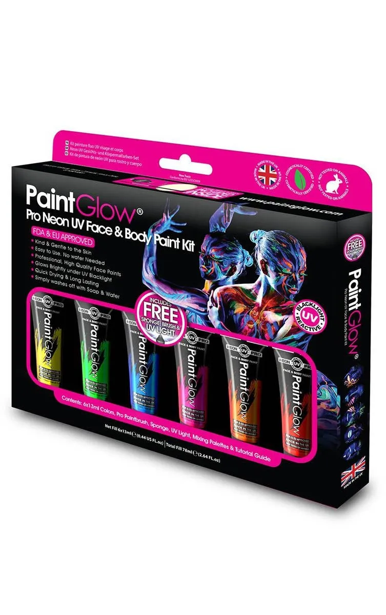 Pro Blacklight Reactive Face and Body Neon Makeup Kit