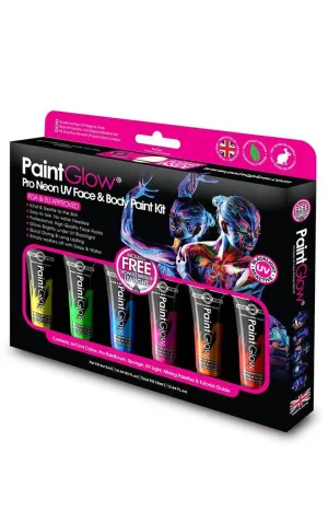 Pro Blacklight Reactive Face and Body Neon Makeup Kit
