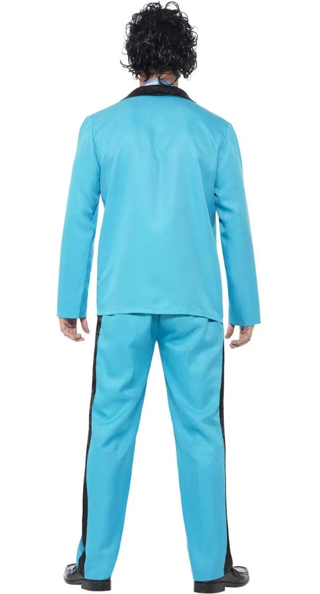 Prom King Mens Powder Blue 80s Tuxedo Fancy Dress Costume