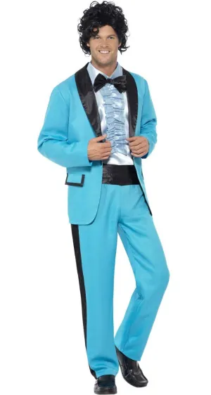 Prom King Mens Powder Blue 80s Tuxedo Fancy Dress Costume