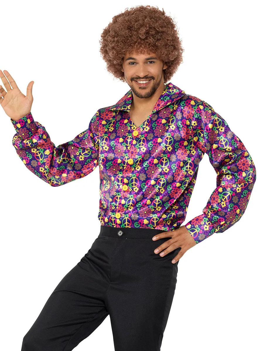 Psychedelic Print Mens 1960s Costume Shirt