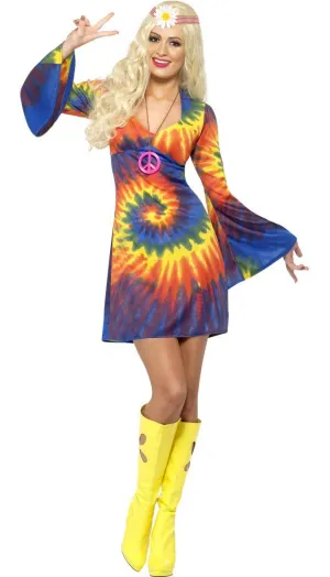 Psychedelic Tie Dye Hippie Womens 1960s Costume