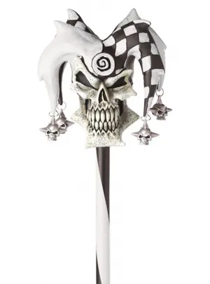 Psycho Jester Black and White Halloween Cane