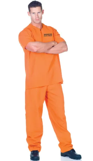 Public Offender Mens Orange Prisoner Fancy Dress Costume