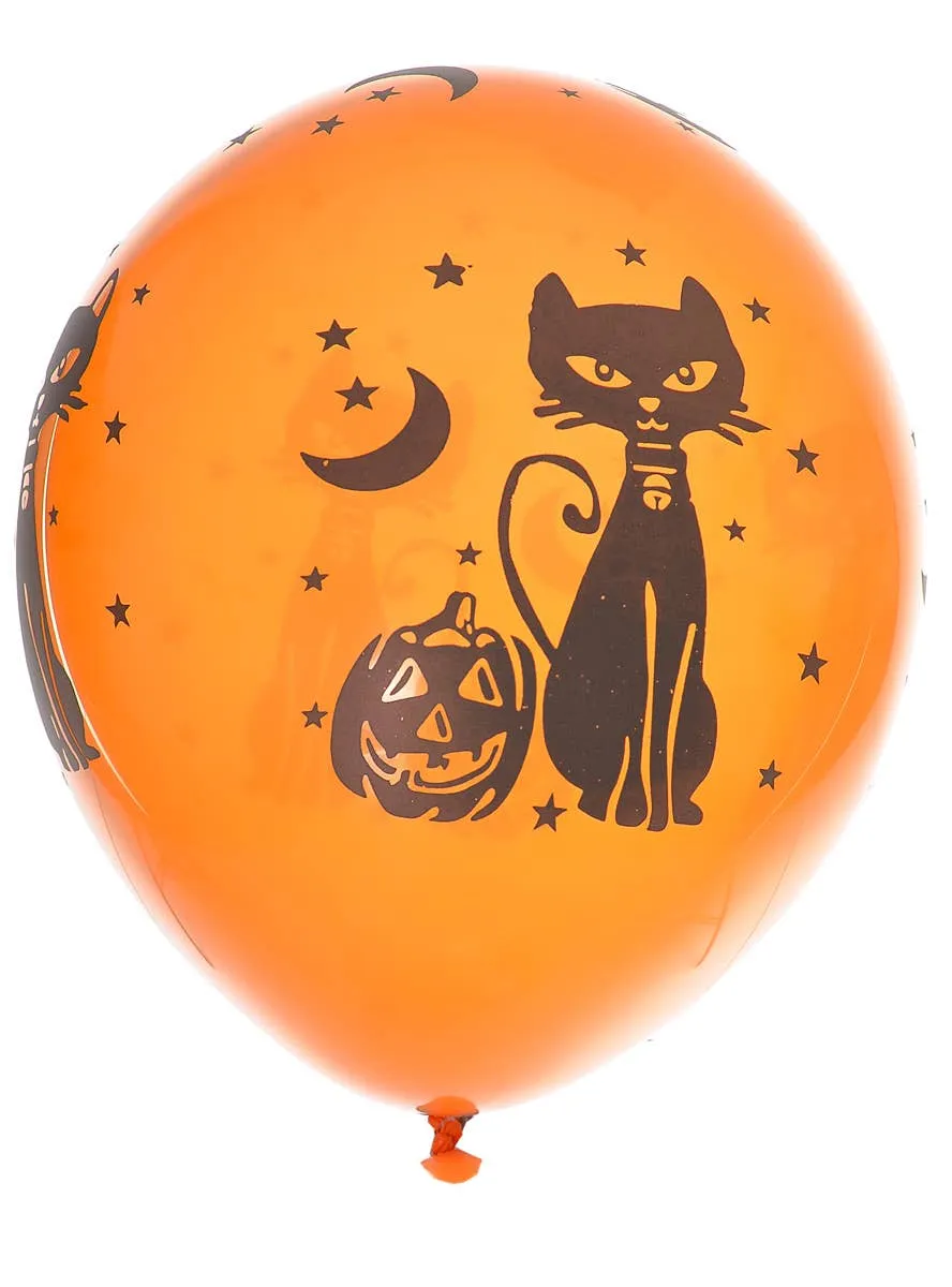 Pumpkin and Cat Orange 10 Pack 30cm Latex Balloons
