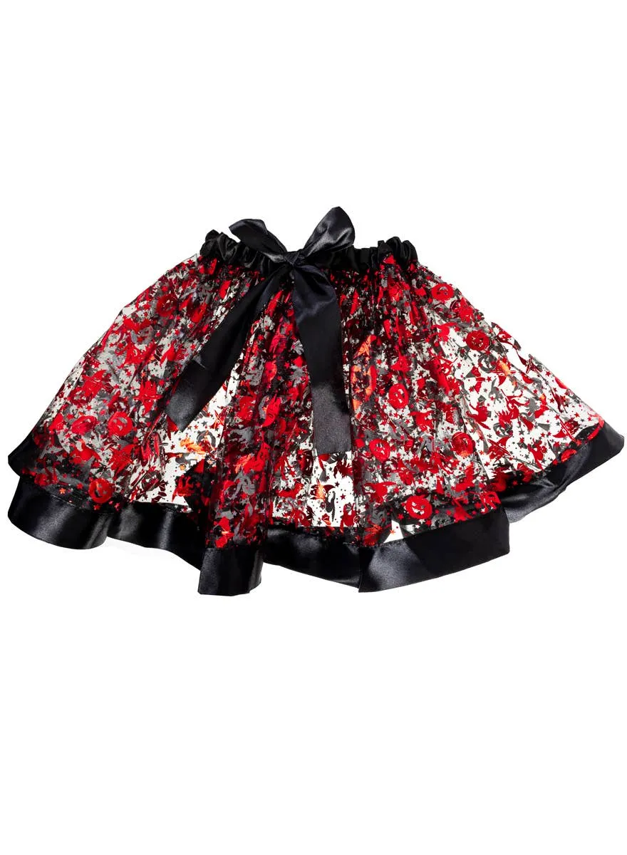 Pumpkin Print Toddler Girls Red Halloween Costume Tutu