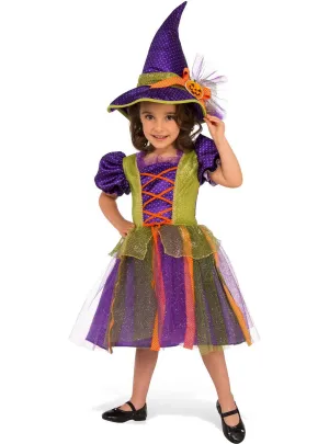 Pumpkin Witch Girls Purple and Green Halloween Costume