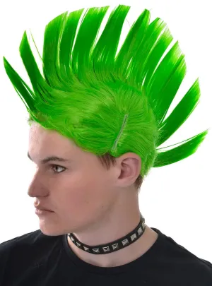 Punk Adults Neon Green Mohawk Costume Wig