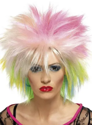 Punk Attitude 1980s Multi Colour Short Spiky Costume Wig