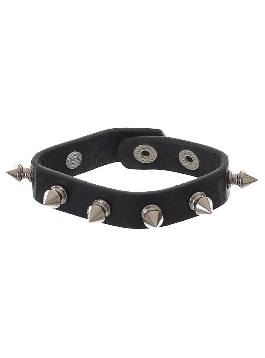 Punk Black Wristband with Silver Spikes Costume Accessory