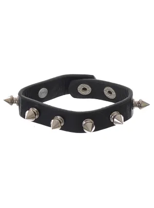 Punk Black Wristband with Silver Spikes Costume Accessory