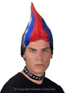 Punk Mohawk Mens Multicoloured Costume Wig