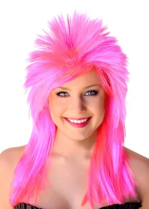 Punk Rocker 1980s Hot Pink Womens Wig