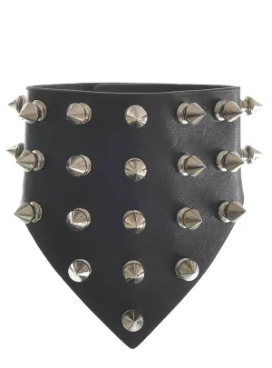 Punk Rocker Black Wrist Cuff with Silver Spikes Costume Accessory