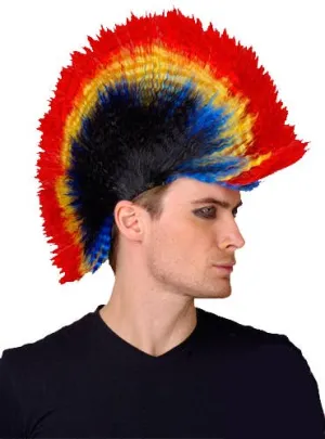 Punk Rocker Mens Rainbow Mohawk Costume Wig