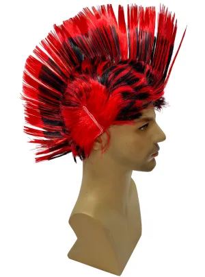 Punk Rocker Red And Black Costume Mohawk