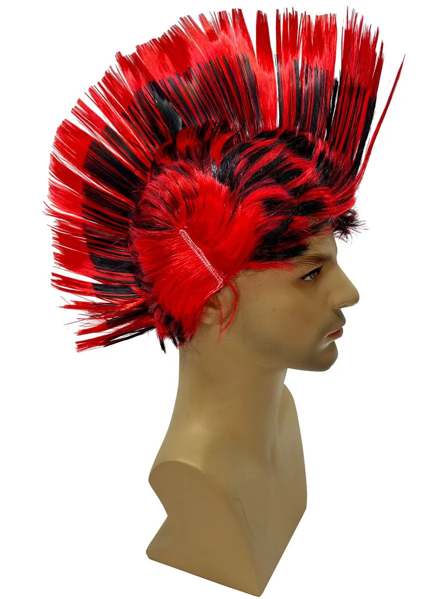 Punk Rocker Red And Black Costume Mohawk