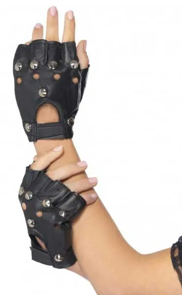 Punk Rocker Studded Fingerless Gloves
