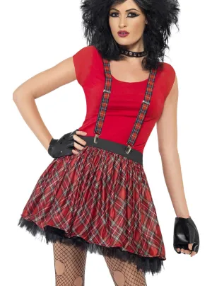 Punk Rocker Womens Red Tartan Costume Accessory Set