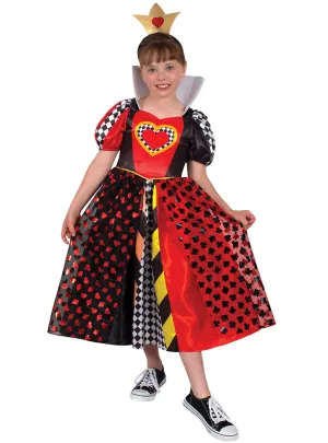Queen Of Hearts Deluxe Girls Alice In Wonderland Costume