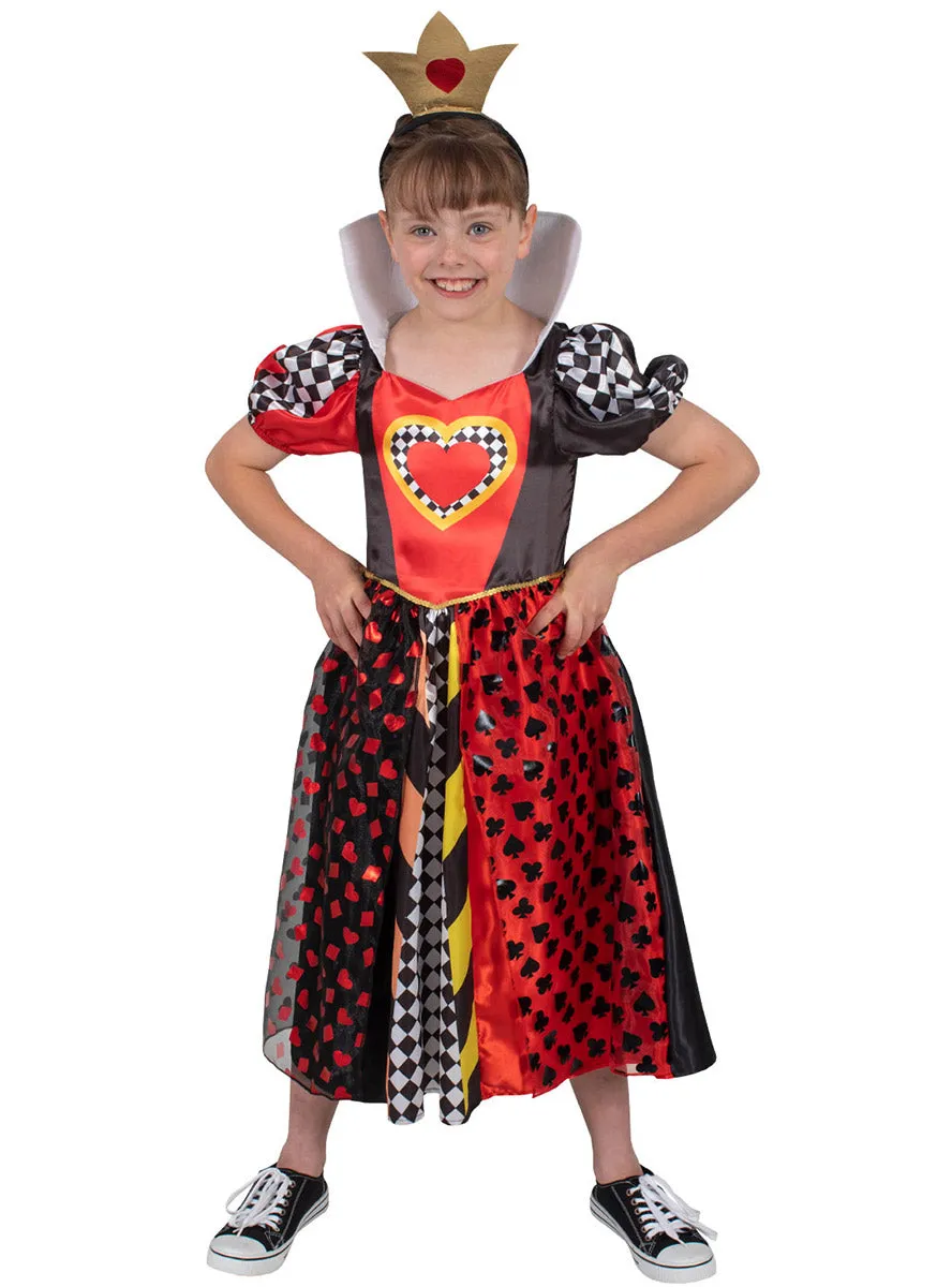 Queen Of Hearts Deluxe Girls Alice In Wonderland Costume