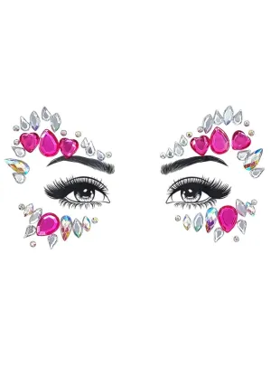 Queen of Pink Hearts Stick On Face Jewels