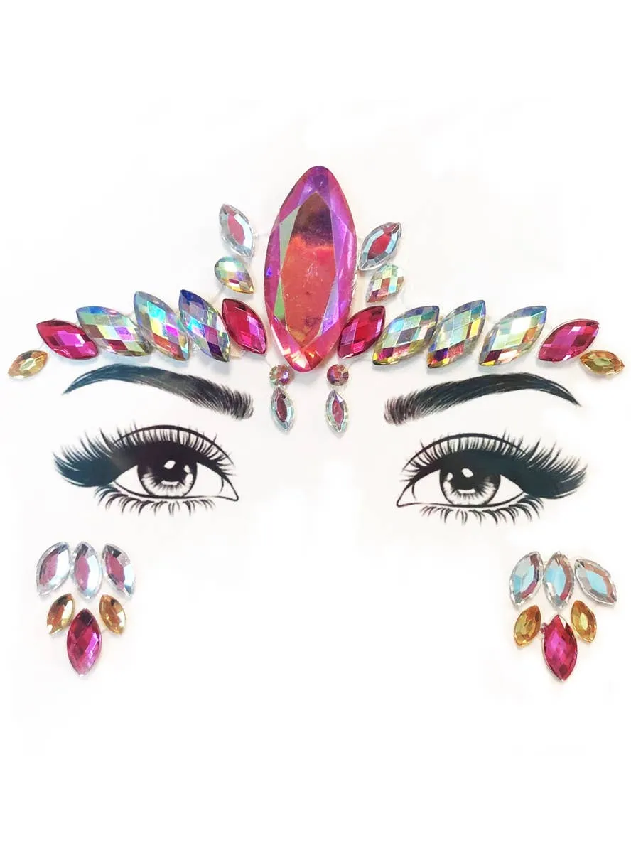 Queen of the Nile Pink and Silver Stick On Face Jewels
