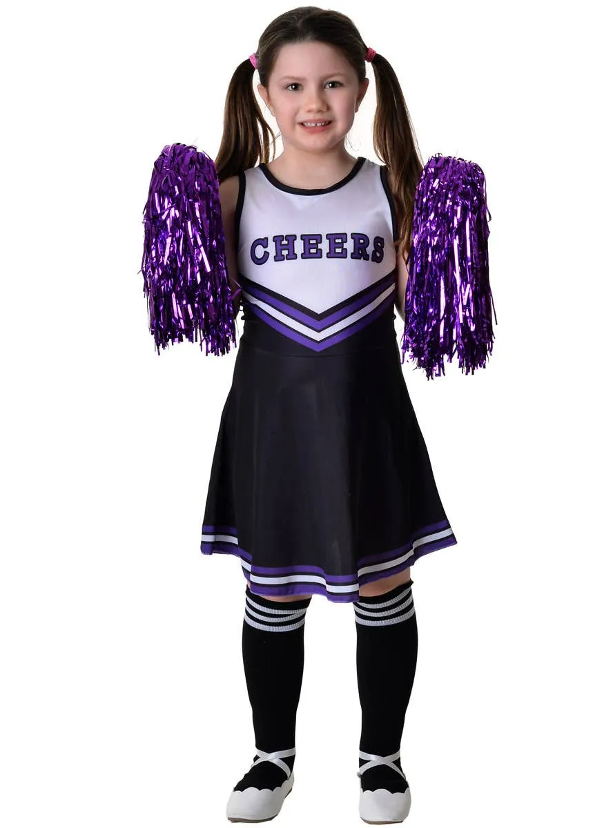 Quirky Black Cheerleader Girls Fancy Dress Costume